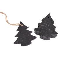 Nicola Spring Slate Christmas Tree Decorations - 7 x 8cm - Tree - Pack of 6 in Grey | Size: 7 x 8 cm