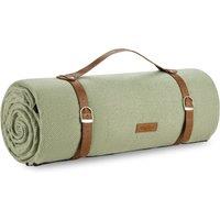 VonShef Large Herringbone Design Outdoor Picnic Blanket in Green | Size: XL