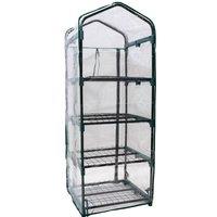 Samuel Alexander 1.3m x 0.5m 4 Tier Greenhouse with Steel Frame & Removable PVC Cover in Green