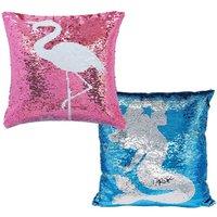 simpa Magic Flip Reveal Sequin Plush Cushions - Mermaid & Flamingo