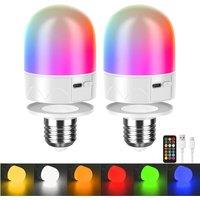 Harper Living USB Rechargeable LED Bulb with Remote, E27 Screw & Magnetic, 2 Pack in White