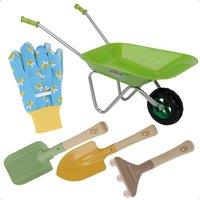 idooka Gardening Tool Set Wheelbarrow Blue Bee Gloves in Mid Blue