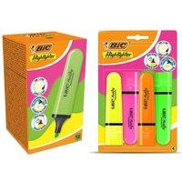 Bic Highlighter Neon Chisel Tip 4x with Pastel Flat Neon Green Highlighters 12x