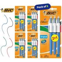 Bic 4-Colours Original Medium Ballpoint Pen 1.0mm Tip - Pack of 5