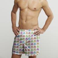 CLAUDIO LUGLI Campervan Cotton Poplin Print Boxer Shorts in White | Size: 2XL