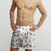 CLAUDIO LUGLI Pin Up Cans Cotton Poplin Print Boxer Shorts in White | Size: 2XL