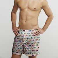 CLAUDIO LUGLI Vespa Stamp Cotton Poplin Print Boxer Shorts in Beige | Size: 2XL