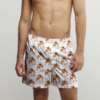 CLAUDIO LUGLI Phoenix Cotton Poplin Print Boxer Shorts in White | Size: Large
