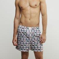 CLAUDIO LUGLI Playing Card Cotton Poplin Print Boxer Shorts in White | Size: Medium