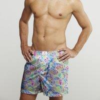 CLAUDIO LUGLI City Map Cotton Poplin Print Boxer Shorts in Blue | Size: Small