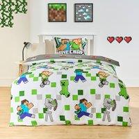 OHS Kids Minecraft Reversible Duvet Cover Set Bedding in Grey | Size: Double