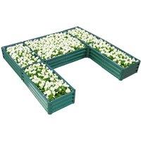 Living and Home U-shaped Outdoor Raised Garden Bed with 5 Compartments in Green