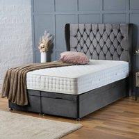 BSSPOKE Amelia Ottoman Divan Bed Plush Velvet 54 Headboard & No Mattress in Charcoal | Size: Single