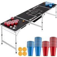 tectake Aluminum Beer Pong Table Beer Ball Blitz in Black