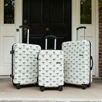 OHS Bows Print Suitcase Set of 3 Hard Shell ABS Luggage in White
