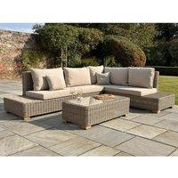 Lemon Pavilion Furniture and Decor Capri Collection Outdoor Large Corner and Coffee Table Set - Beige