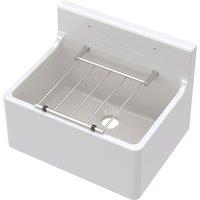 Balterley Single Bowl Fireclay Cleaner Kitchen Sink with Grill 515 x 382 x 393mm in White