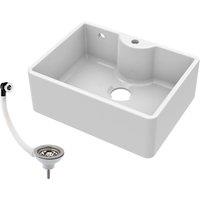 Balterley 1 Bowl Fireclay Butler Kitchen Sink Waste 595x450x220mm in White