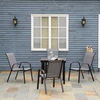 OUTSUNNY Set of 4 Garden Dining Chair Set Outdoor w/ High Back Armrest in Dark Grey | Size: 4 Pack