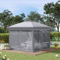 OUTSUNNY Pop Up Gazebo Height Adjustable Canopy Tent w/ Carrying Bag in Grey