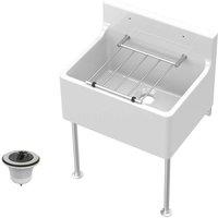 Balterley Traditional Fireclay Cleaner Kitchen Sink with Waste & Legs in White