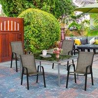OUTSUNNY Set of 4 Garden Dining Chair Set Outdoor w/ High Back, Beige in Brown | Size: 4 Pack