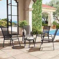 OUTSUNNY Set of 4 Garden Dining Chair Set Outdoor w/ High Back, Black | Size: 4 Pack