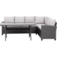 Moderna MMT Grey Rattan L-Shaped 6-Seater Dining Set with Table, 2.36m x 1.79m