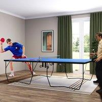 SPORTNOW 9FT Table Tennis Table w/ 8 Wheels, Folding Ping Pong Table in Blue