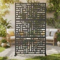 Nicoman Outdoor Privacy Screen with Stand & Ground Stakes - Geometric in Dark Grey | Size: 180 cm x 90 cm