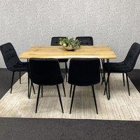 KOSY KOALA Dining Table & 6 Black Velvet Chairs Set Stylish Dining Room Furniture in Brown