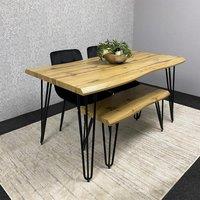 KOSY KOALA Modern Dining Table Set With 2 Black Velvet Chairs & Bench Kitchen Dining Room Furniture in Brown