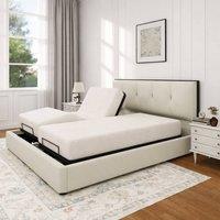 PARADISE BEDS LTD Heavy Duty Adjustable Mobility Bed with mattress & 24 inch Headboard in Cream | Size: Small Double