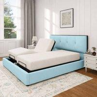 PARADISE BEDS LTD Heavy Duty Adjustable Mobility Bed with mattress & 24 inch Headboard in Light Blue | Size: Small Double