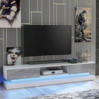 Mex Furniture LTD TV Unit Bloom 180cm - White & Grey Gloss Doors & LED Lights