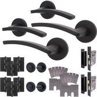 AFIT Black Fire Door Handle Bathroom Set Matt Black, HingesLock 2 Pack | Size: 150mm x 150mm