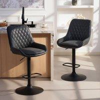 HOMCOM Bar Stools Set of 2, Adjustable Bar Chairs 360 Degree Swivel in Black