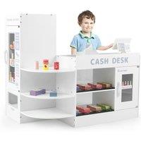 Gymax Supermarket Play Toy Set Grocery Store Playset with Checkout Counter in White