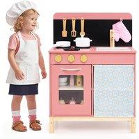 Gymax Montessori Kitchen Playset With Stoves Sink Toy Kitchen Accessories in Pink