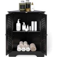 Gymax Freestanding Cabinet Corner Storage Cabinet With Double Shutter Doors in Black