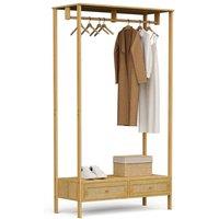 Havendro Clothes Rail Natural Rattan with 3 Drawers Open Wardrobe in Brown
