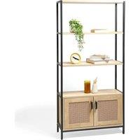 Havendro Rattan Effect Bookcase for Living Room, Bookshelf with 3 Open Shelves