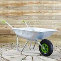 Havendro 65L Wheelbarrow Garden Galvanised Cart Pneumatic Tyre in Silver
