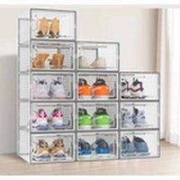 Havendro 12Pcs Grey Shoe Storage Boxes Large Box Transparent Clear