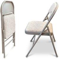 Havendro 2Pcs Strong Steel Frame Chair Fabric Padded Folding Office in Grey