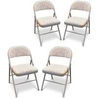 Havendro 4pcs Strong Steel Frame Chair Fabric Padded Folding Office in Grey