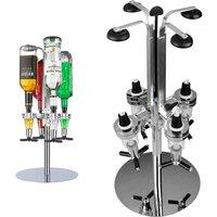 Havendro 4 Bottle Rotary Drink Dispenser Metal Bar Butler in Silver