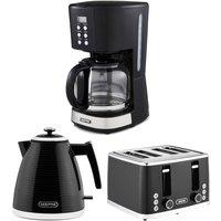Geepas 1.7L Electric Kettle & Toaster Set with 1.5L Filter Coffee Machine in Black