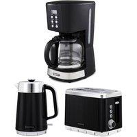 Geepas Arcus 1.7L Kettle & Toaster Set with Filter Coffee Machine in Black
