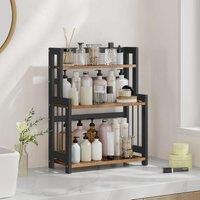 SONGMICS Premium 3 Tier Counter Storage Bamboo Structure Organizer in Brown